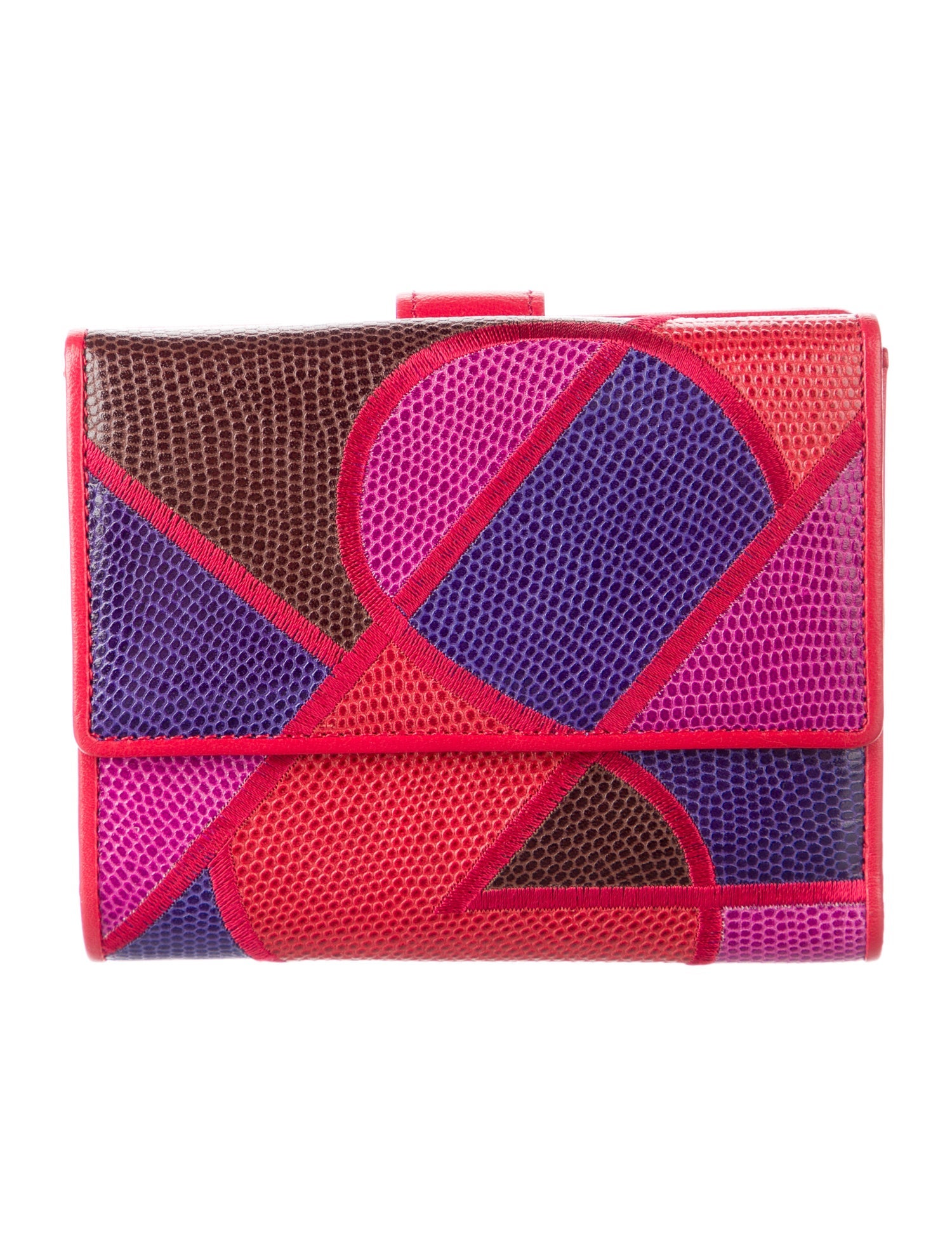 Yves Saint Laurent Leather Colorblock Pattern Compact Wallet