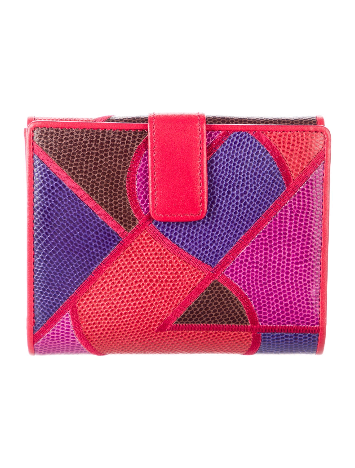 Yves Saint Laurent Leather Colorblock Pattern Compact Wallet