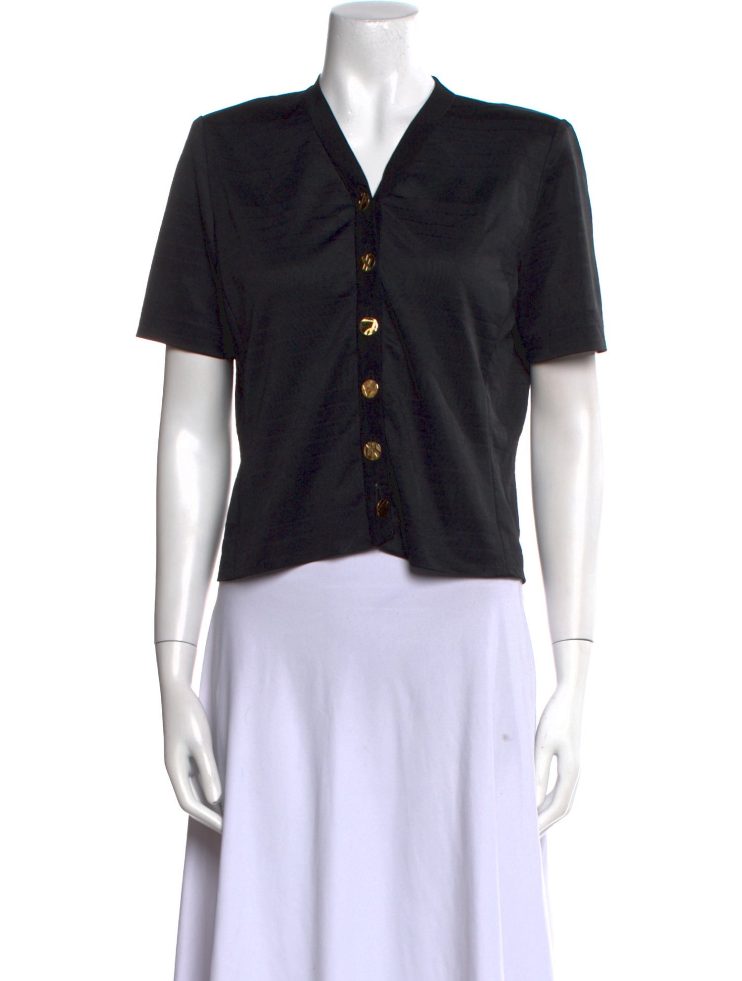 Yves Saint Laurent V-Neck Short Sleeve Crop Top