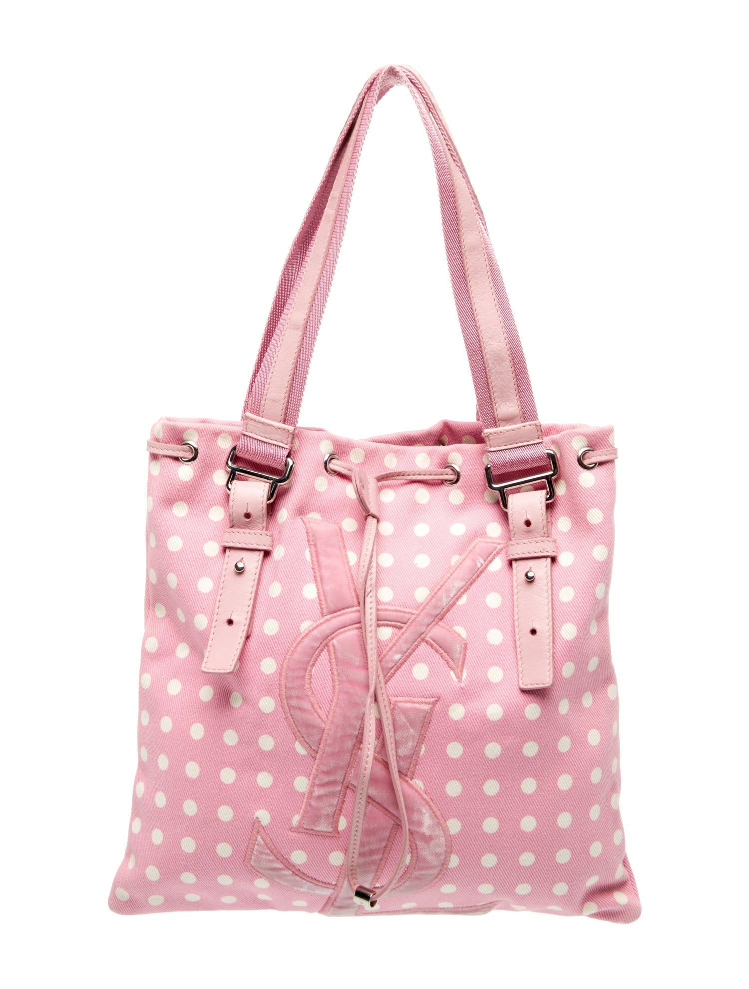 Yves Saint Laurent Canvas Polkadot Tote Vintage