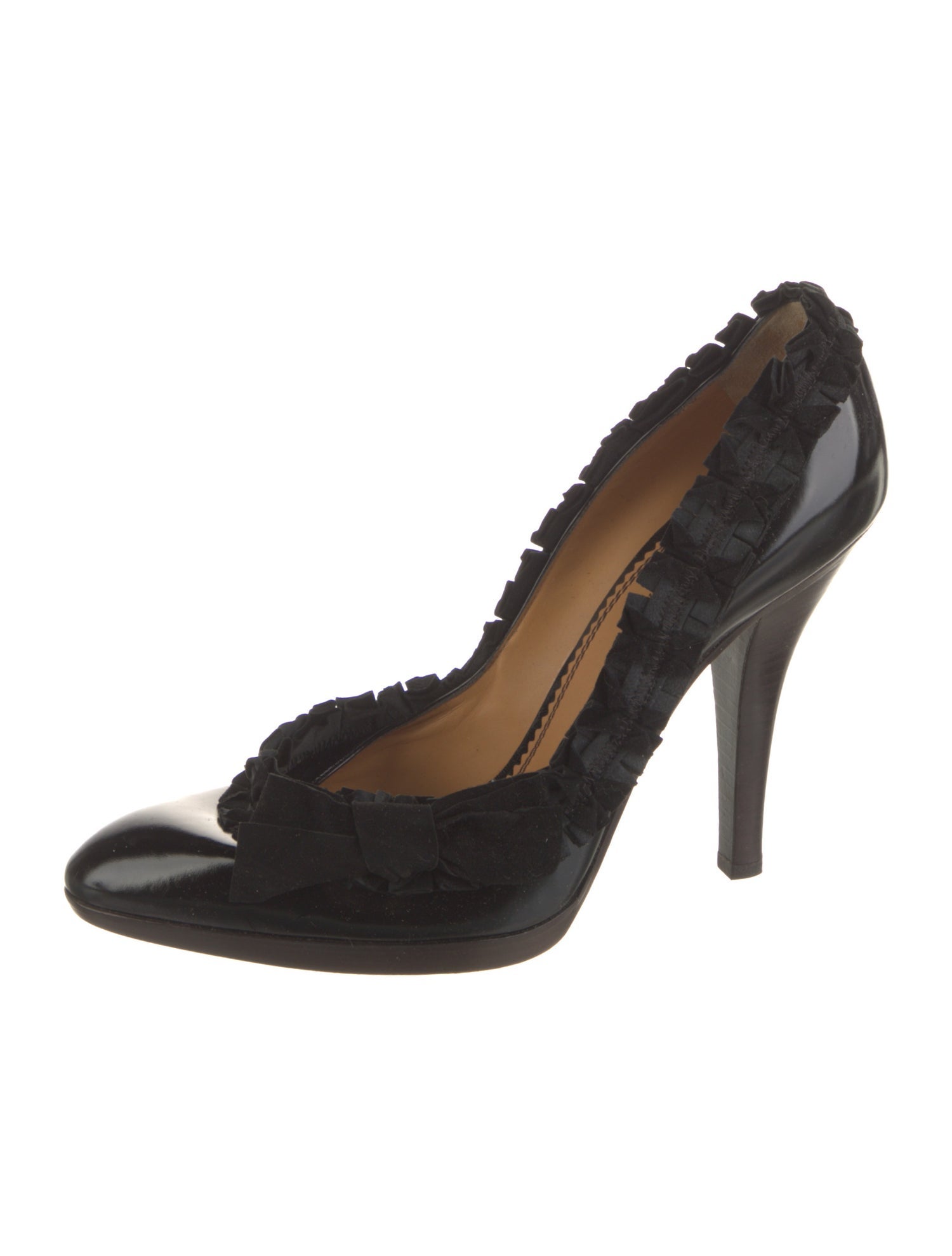 Yves Saint Laurent Rive Gauche Leather Bow Accents Pumps