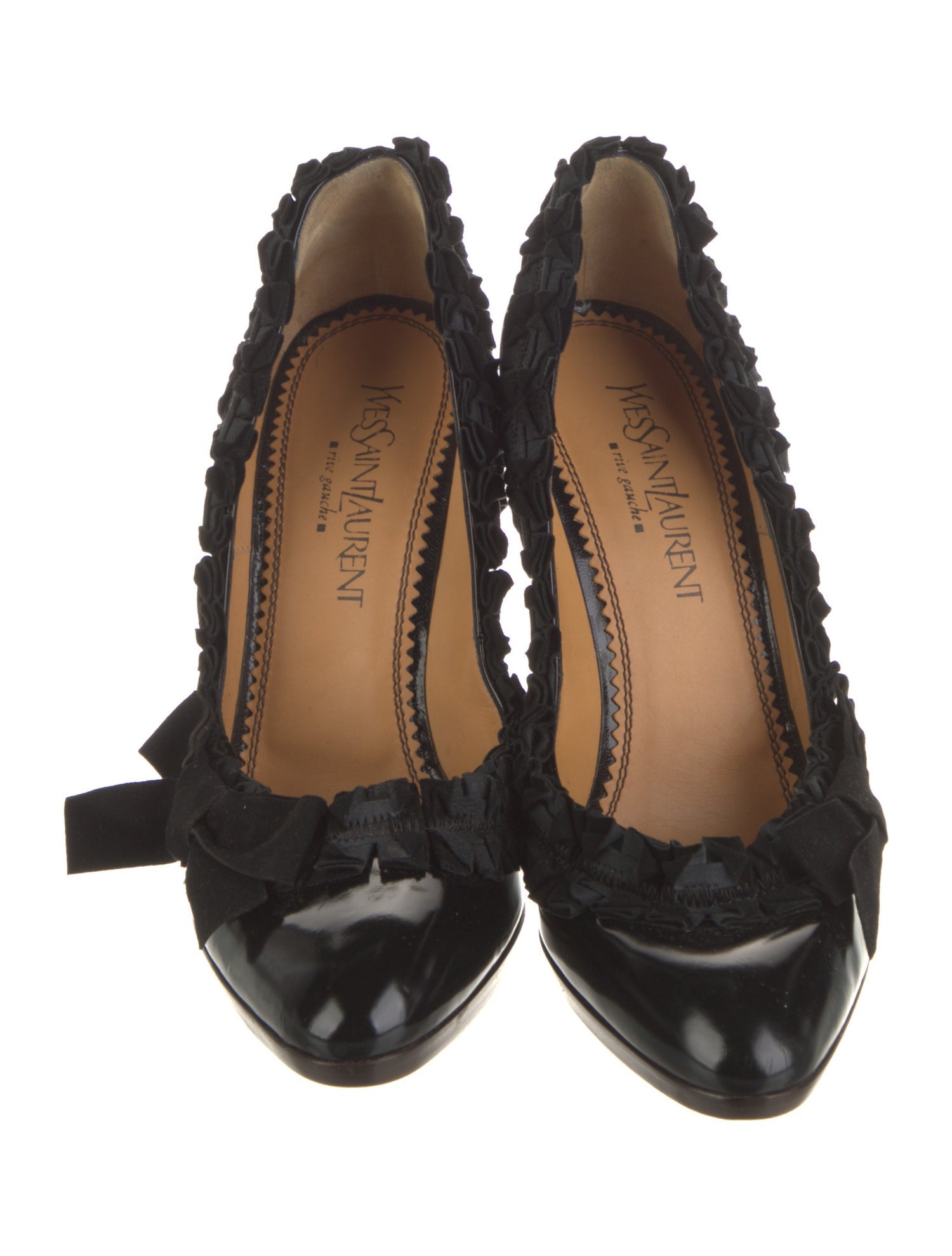 Yves Saint Laurent Rive Gauche Leather Bow Accents Pumps
