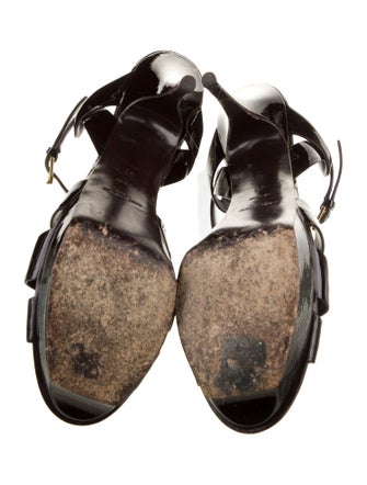 Saint Laurent Patent Leather T-Strap Sandals