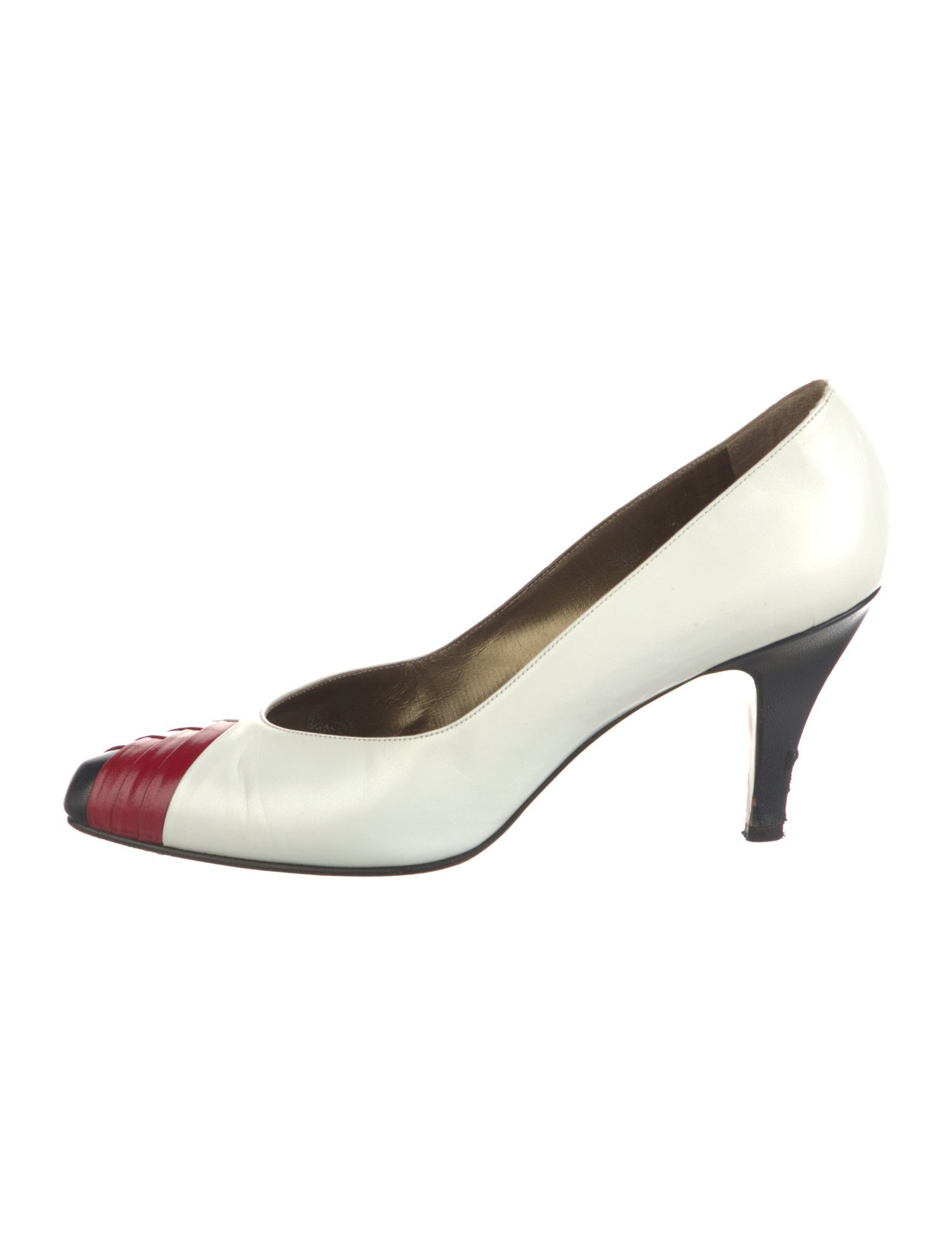 Yves Saint Laurent Leather Colorblock Pattern Pumps