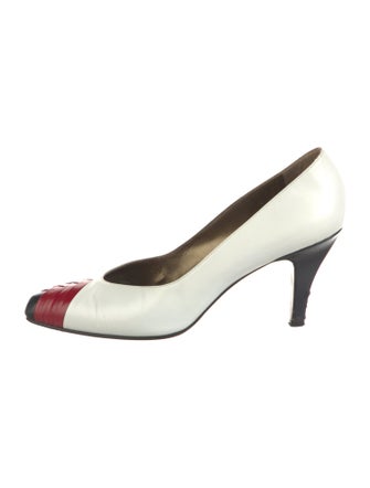 Yves Saint Laurent Leather Colorblock Pattern Pumps