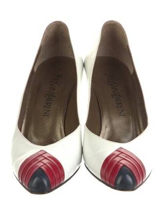 Yves Saint Laurent Leather Colorblock Pattern Pumps