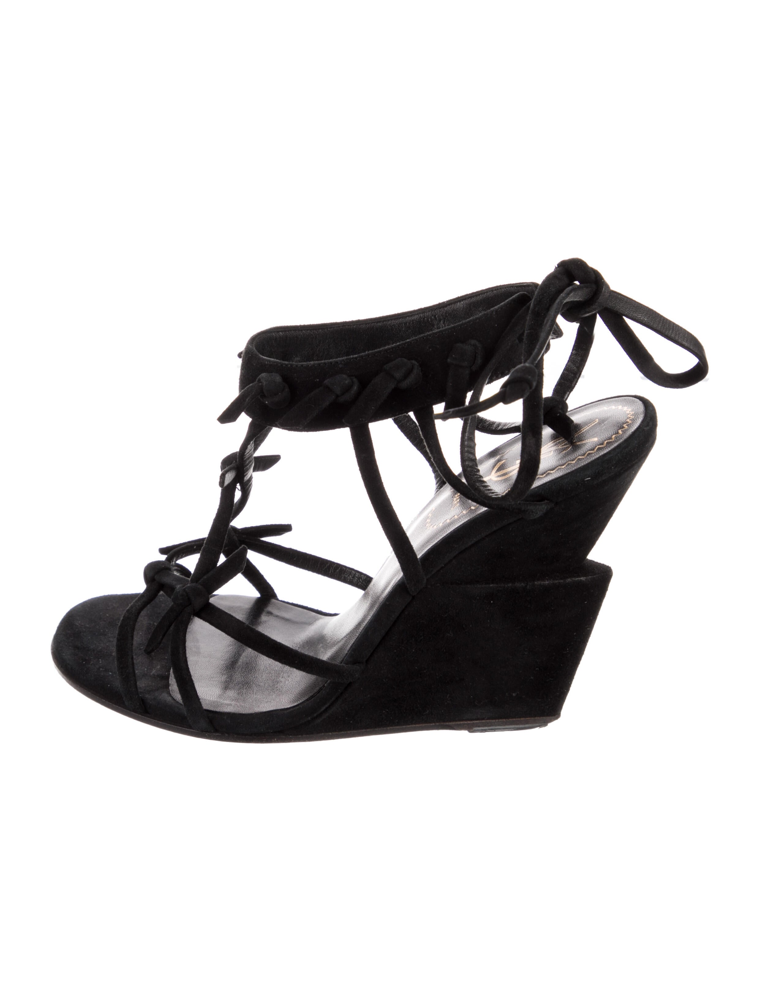 Yves Saint Laurent Suede T-Strap Sandals