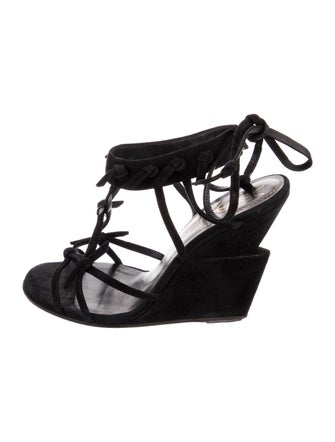 Yves Saint Laurent Suede T-Strap Sandals