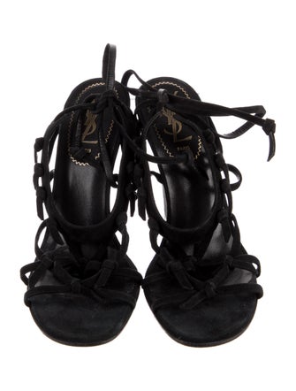 Yves Saint Laurent Suede T-Strap Sandals