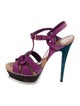 Yves Saint Laurent Suede Cutout Accent T-Strap Sandals