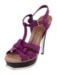 Yves Saint Laurent Suede Cutout Accent T-Strap Sandals