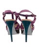 Yves Saint Laurent Suede Cutout Accent T-Strap Sandals