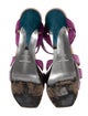 Yves Saint Laurent Suede Cutout Accent T-Strap Sandals