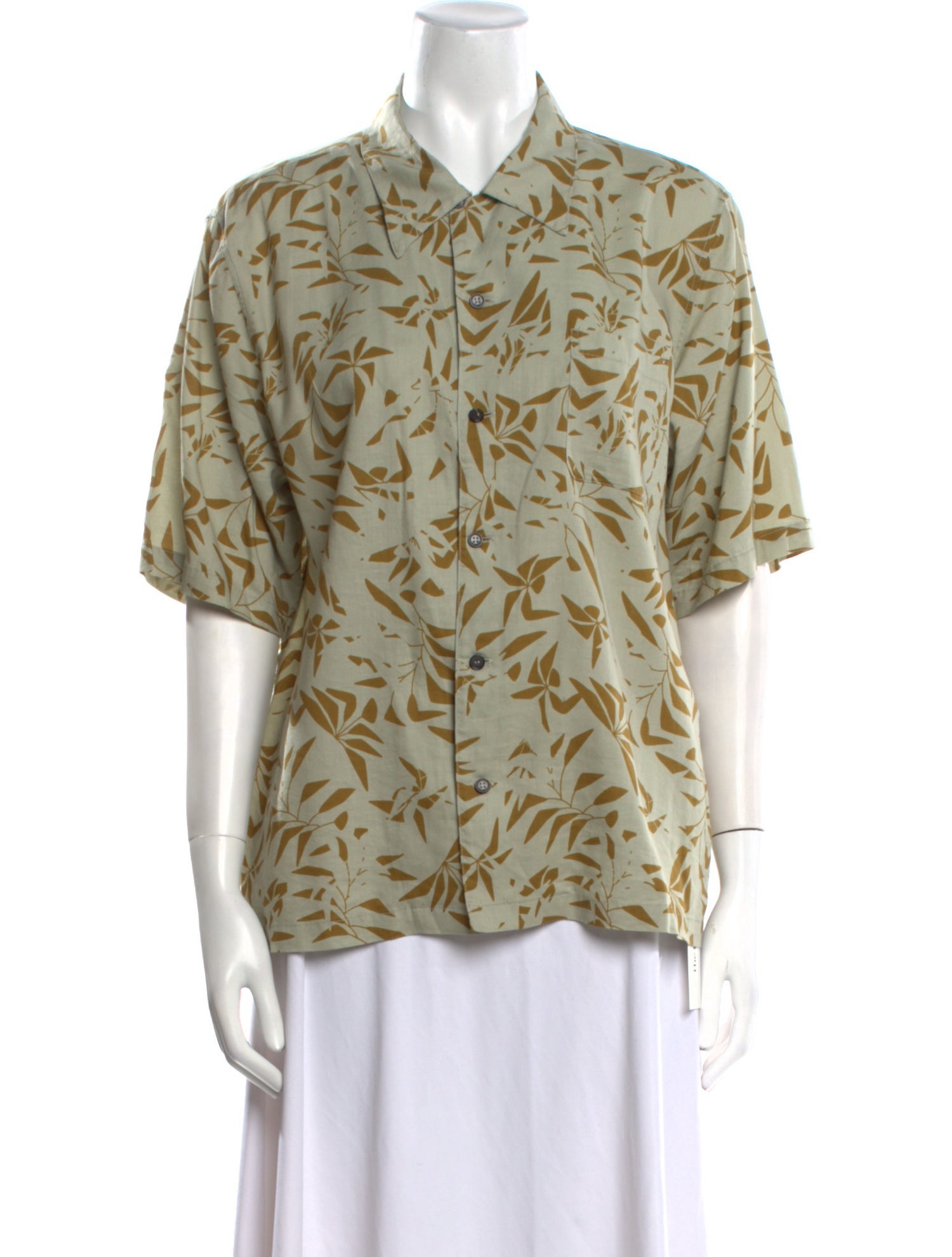 Yves Saint Laurent Printed Short Sleeve Button-Up Top