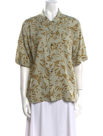 Yves Saint Laurent Printed Short Sleeve Button-Up Top