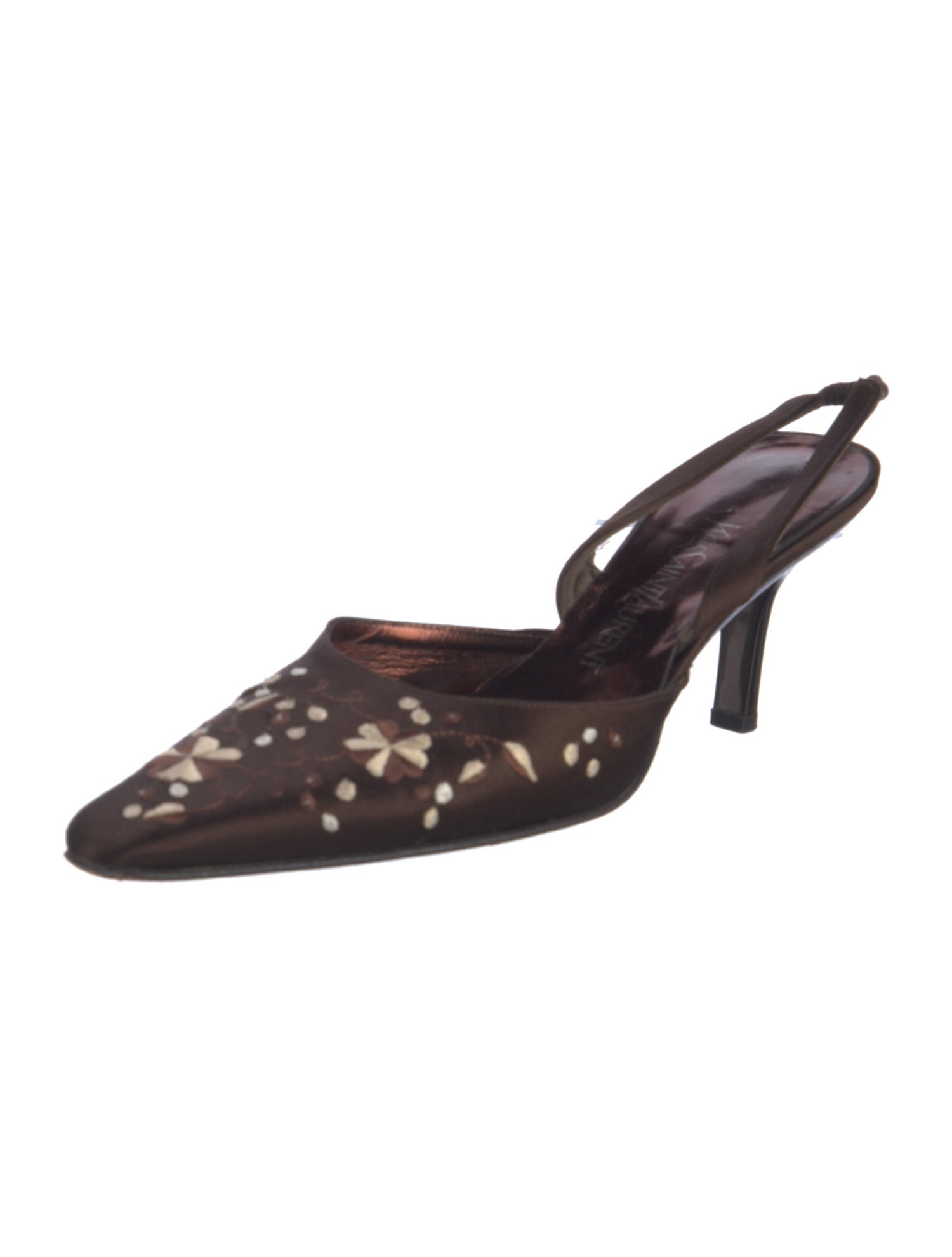 Yves Saint Laurent Vintage Satin Slingback Pumps