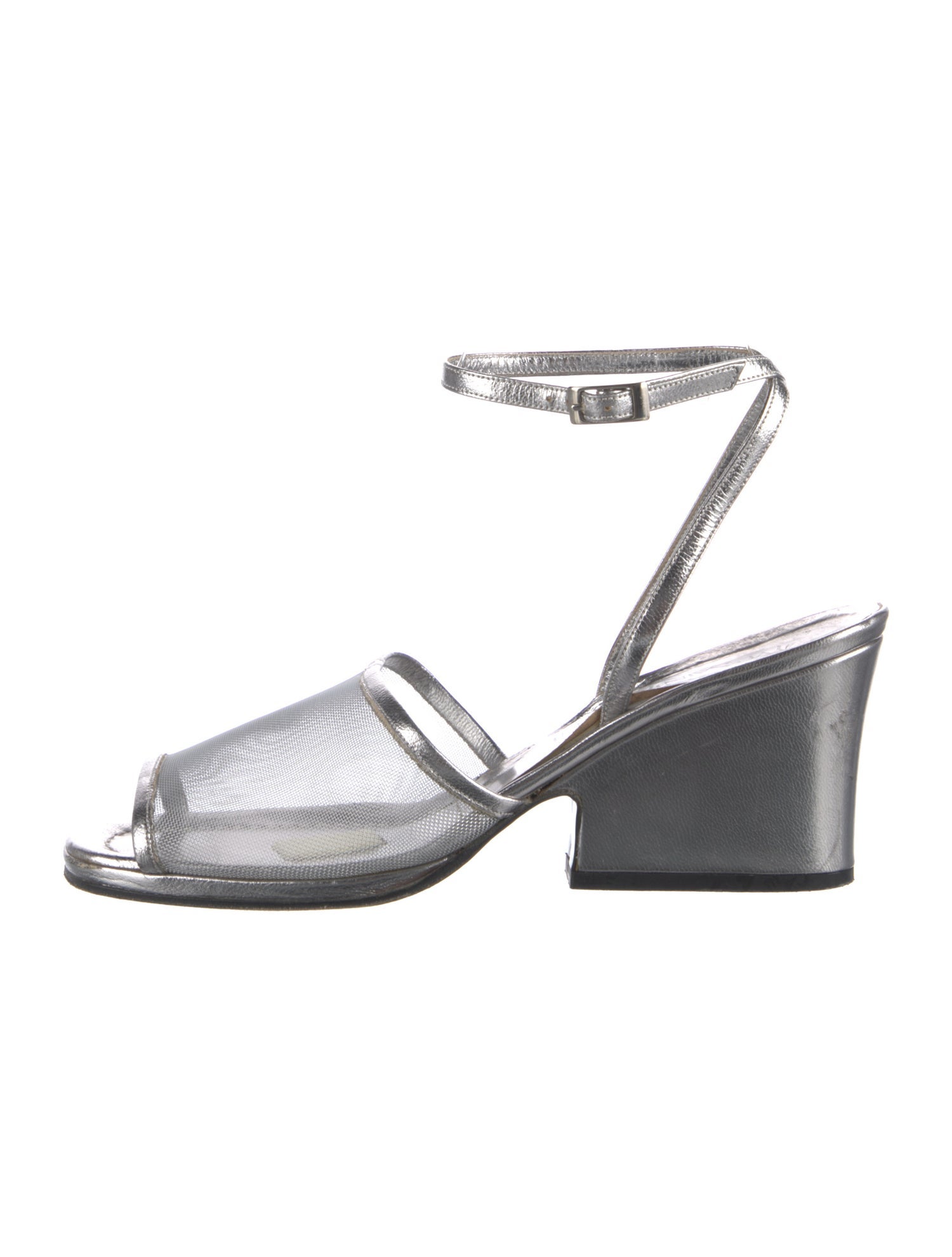 Yves Saint Laurent Leather Mesh Accents Sandals