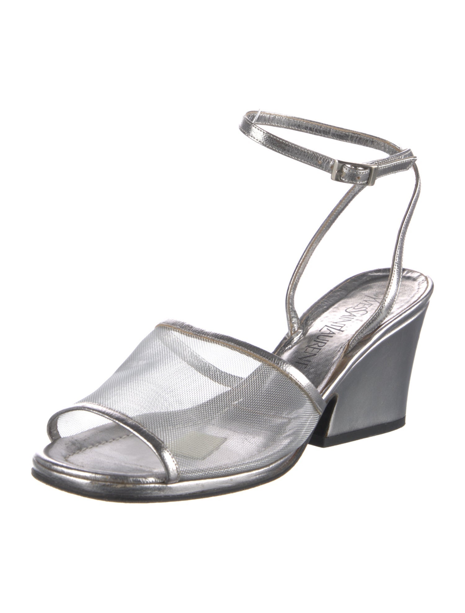 Yves Saint Laurent Leather Mesh Accents Sandals