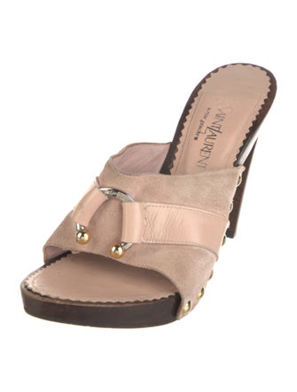 Yves Saint Laurent Suede Studded Accents Slides