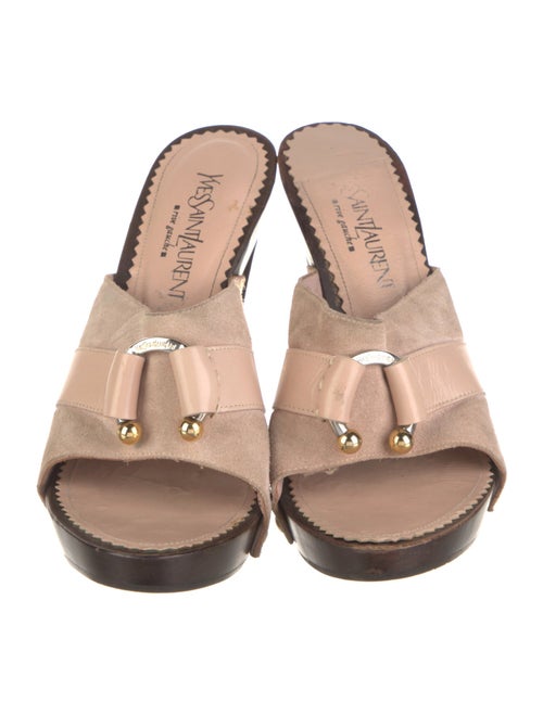Yves Saint Laurent Suede Studded Accents Slides