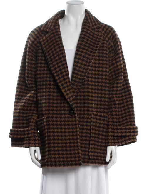 Yves Saint Laurent Wool Houndstooth Print Coat