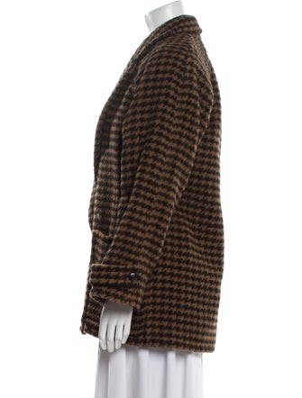 Yves Saint Laurent Wool Houndstooth Print Coat