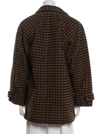 Yves Saint Laurent Wool Houndstooth Print Coat