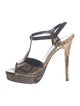 Yves Saint Laurent Snakeskin Animal Print T-Strap Sandals