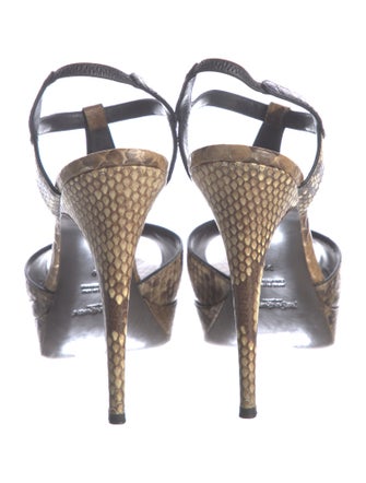 Yves Saint Laurent Snakeskin Animal Print T-Strap Sandals