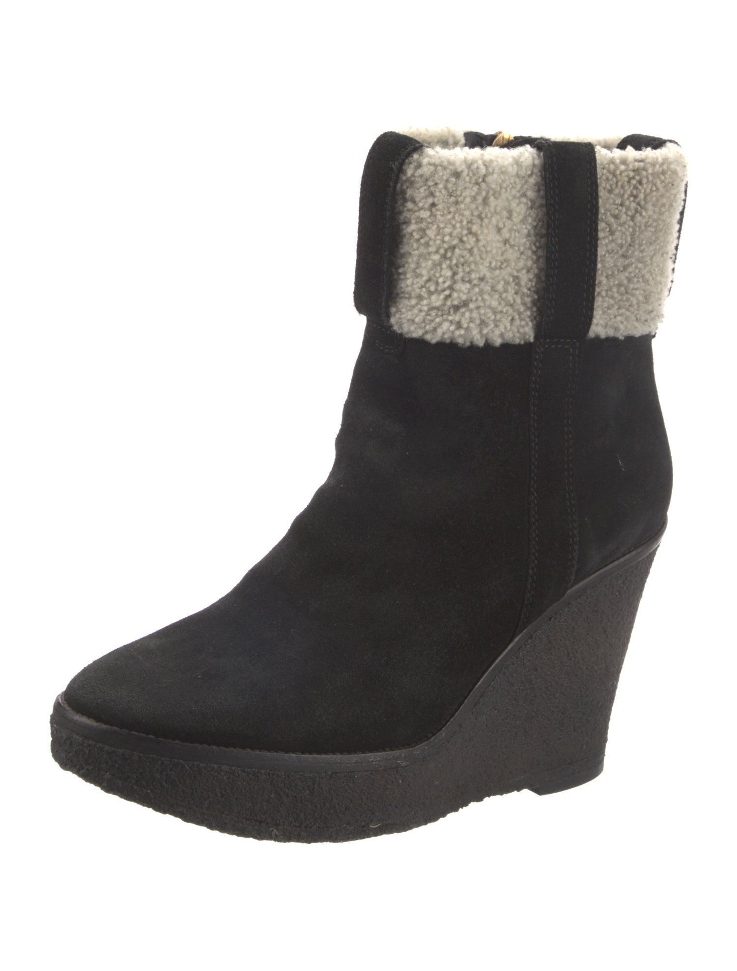 Yves Saint Laurent Suede Colorblock Pattern Boots