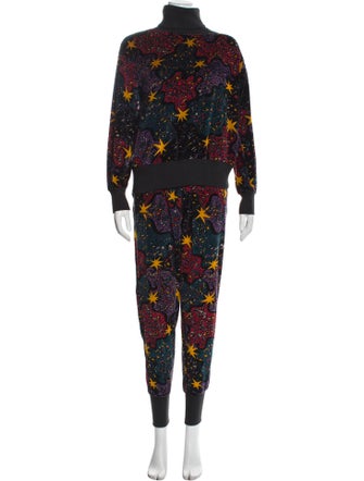 Yves Saint Laurent Printed Embroidered Accent Pant Set