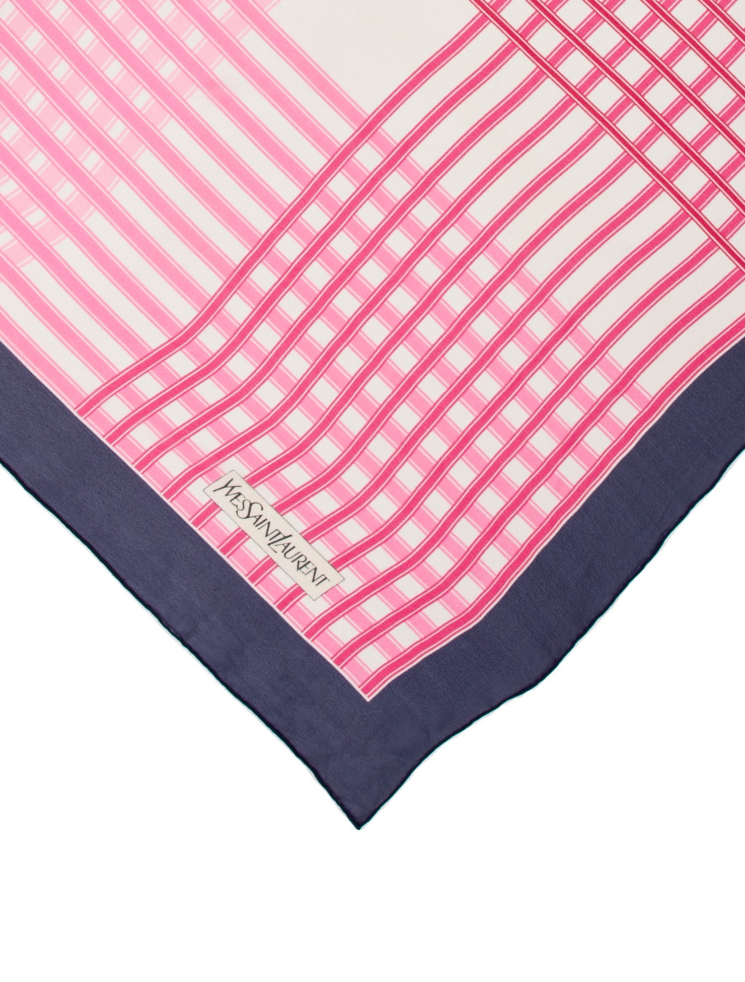 Yves Saint Laurent Silk Plaid Print Scarf