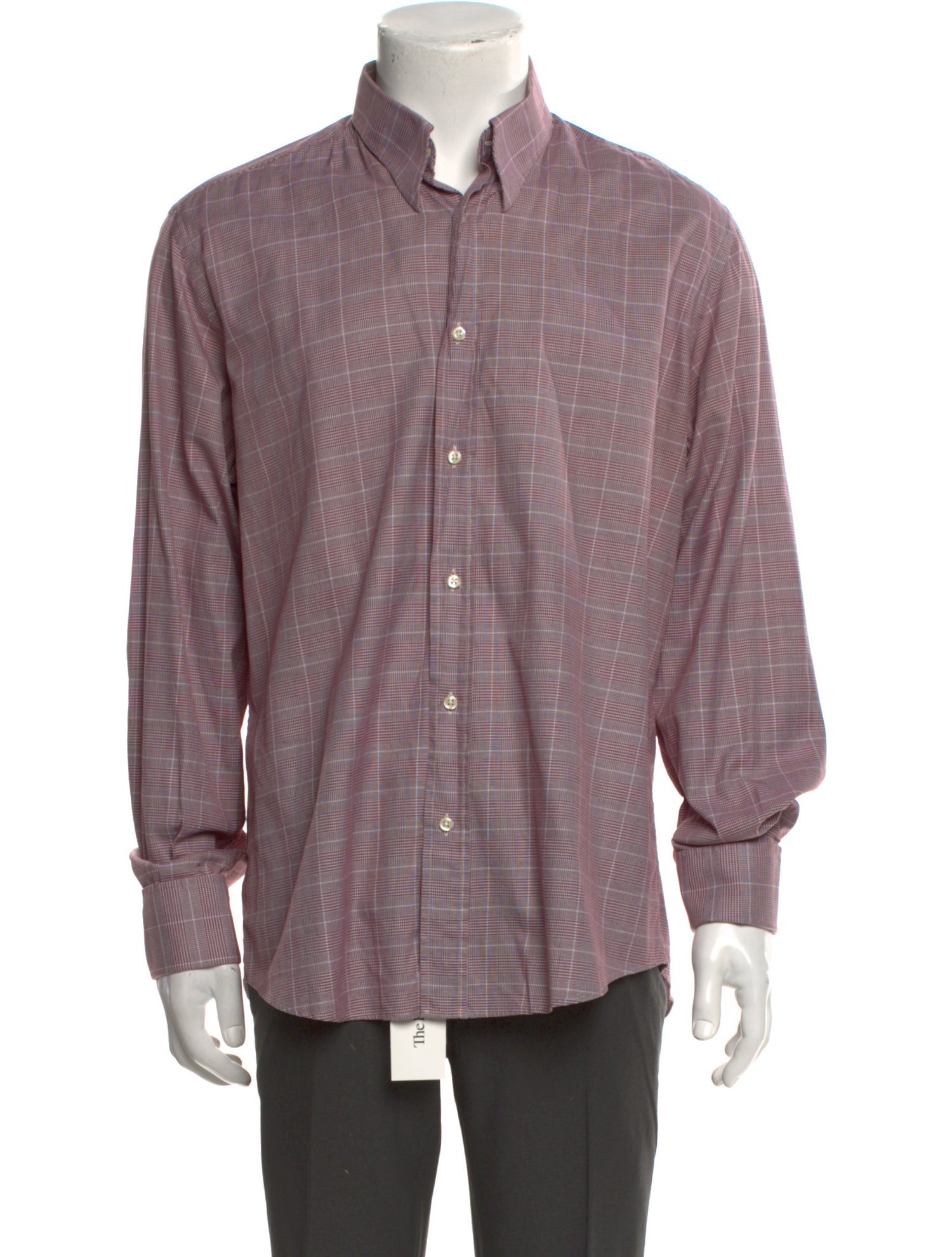 Yves Saint Laurent Plaid Print Long Sleeve Dress Shirt