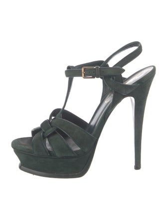 Yves Saint Laurent Suede T-Strap Sandals