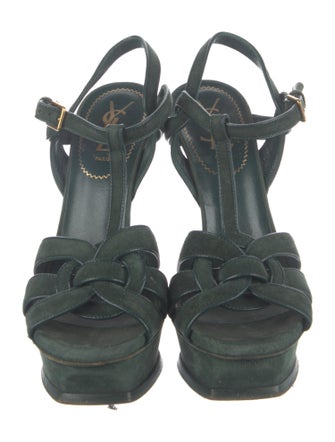 Yves Saint Laurent Suede T-Strap Sandals