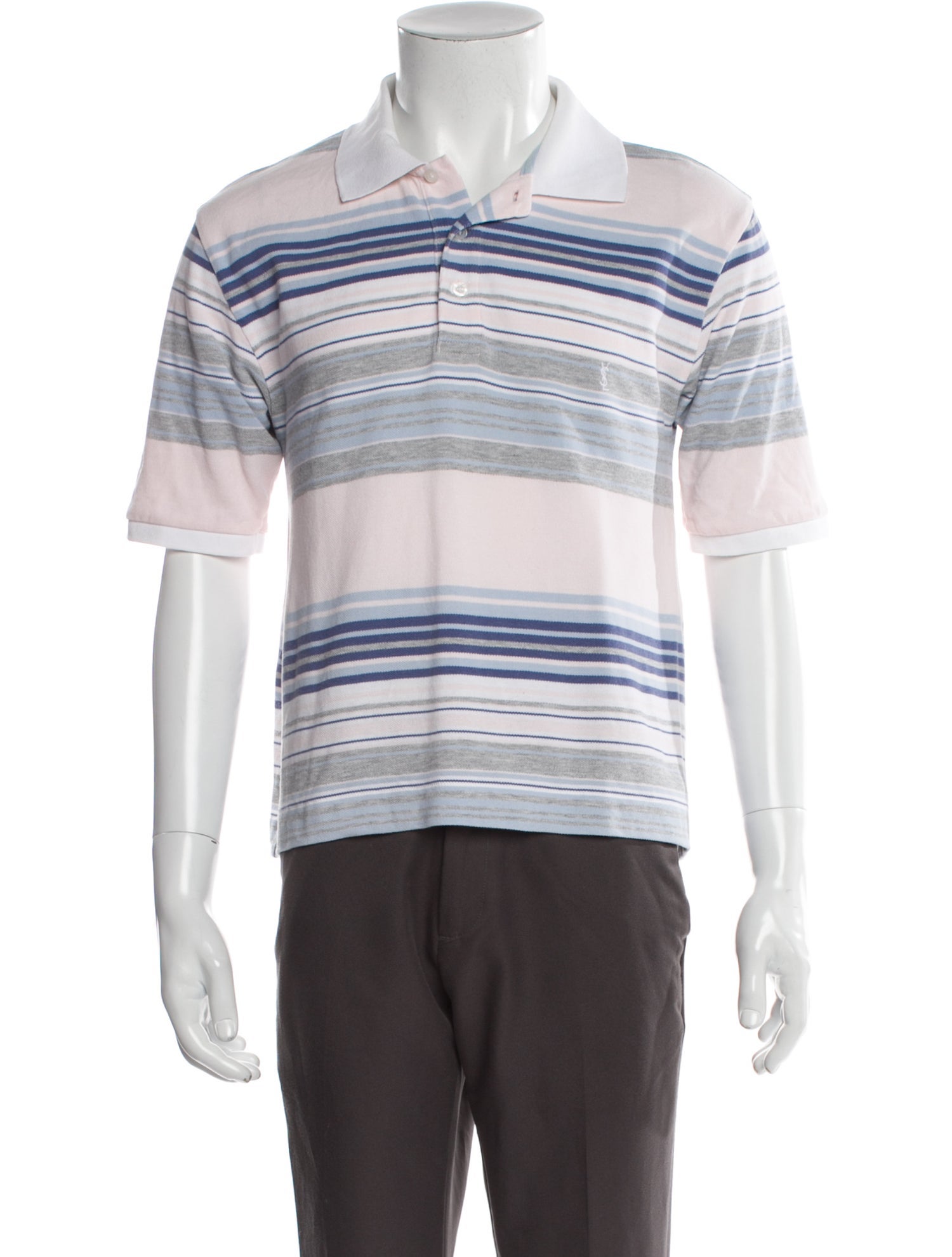 Yves Saint Laurent Striped Crew Neck Polo Shirt
