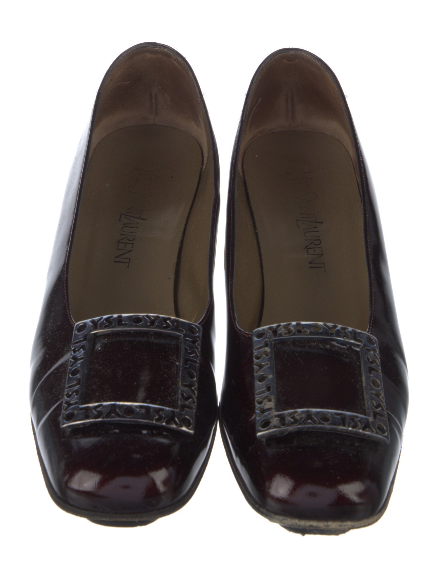 Yves Saint Laurent Patent Leather Cutout Accent Pumps