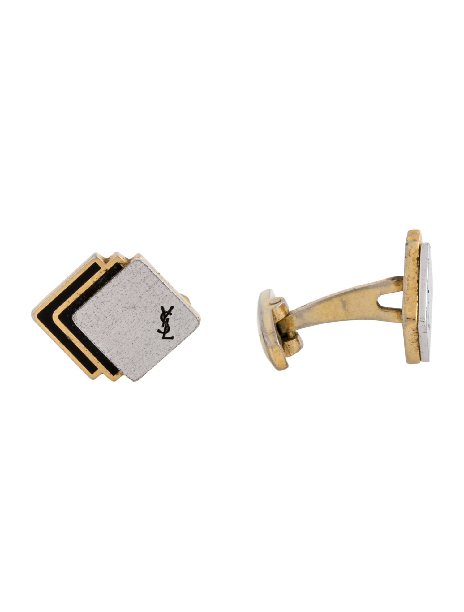 Yves Saint Laurent Enamel Two-Tone Cuff Links