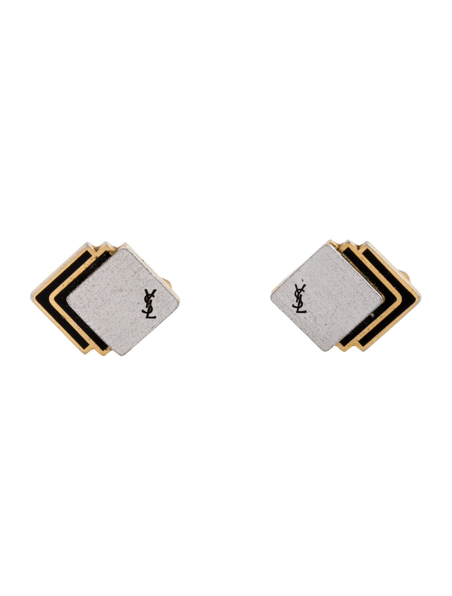 Yves Saint Laurent Enamel Two-Tone Cuff Links