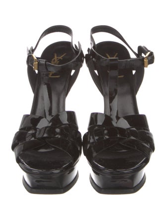 Saint Laurent Patent Leather T-Strap Sandals