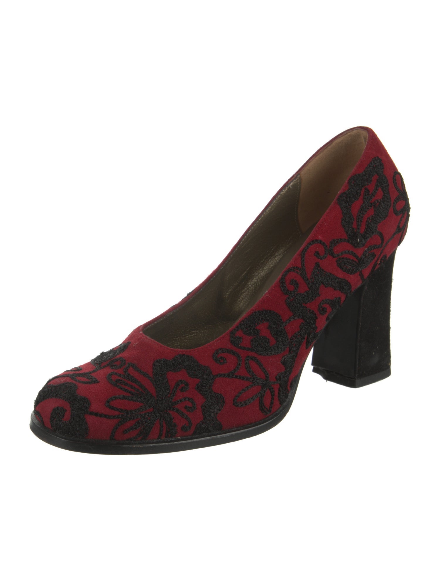 Yves Saint Laurent Suede Floral Print Pumps