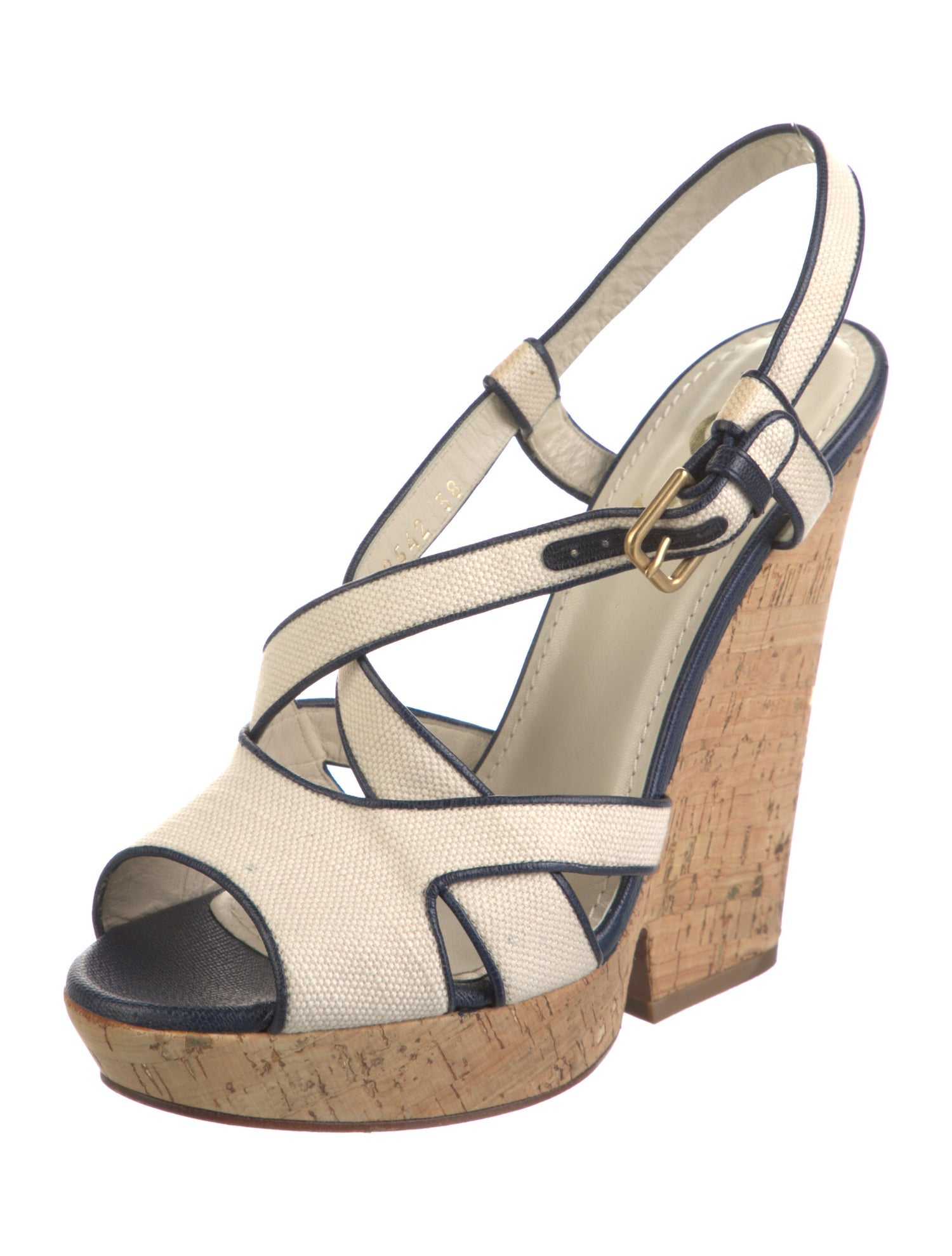 Yves Saint Laurent Canvas Printed Slingback Sandals