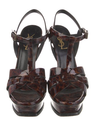 Saint Laurent Patent Leather T-Strap Sandals