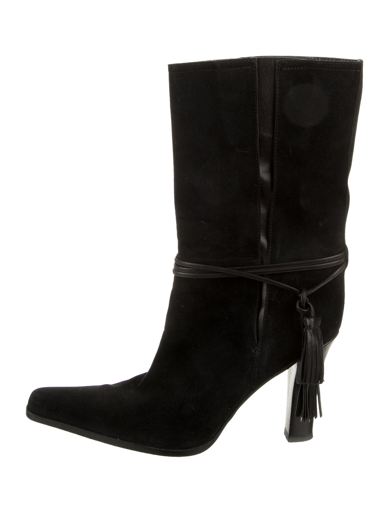 Yves Saint Laurent Suede Tassel Accents Boots