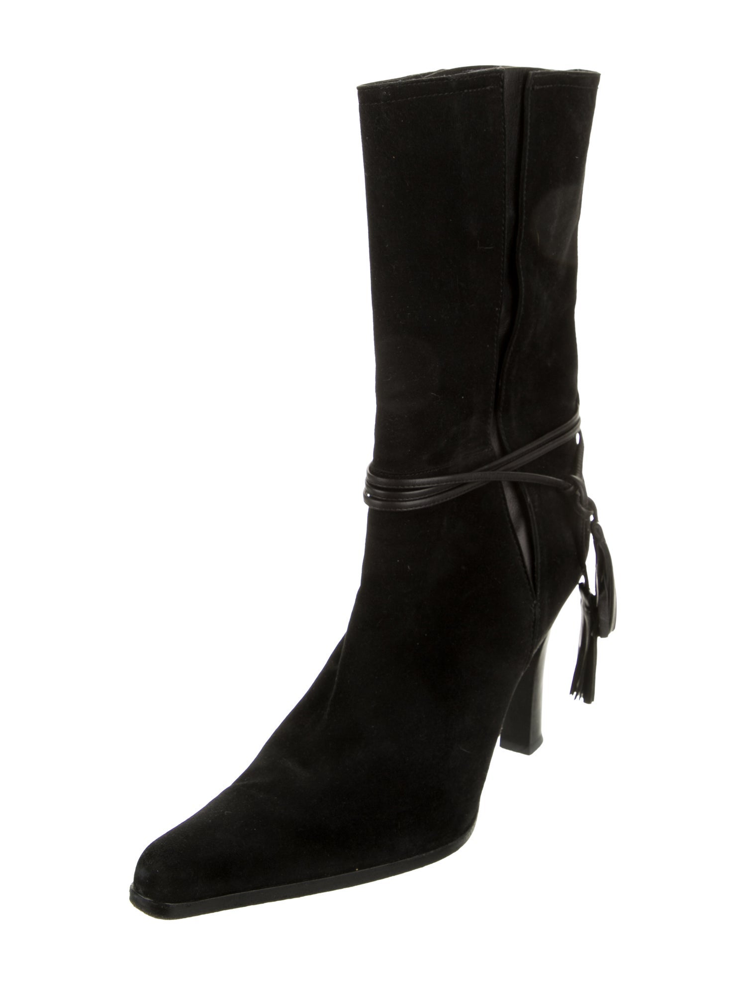 Yves Saint Laurent Suede Tassel Accents Boots
