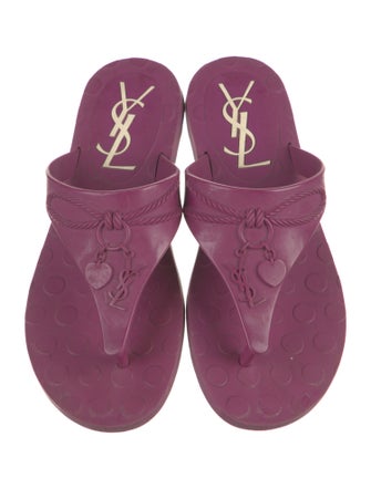 Yves Saint Laurent Rubber Chain-Link Accents Flip Flops