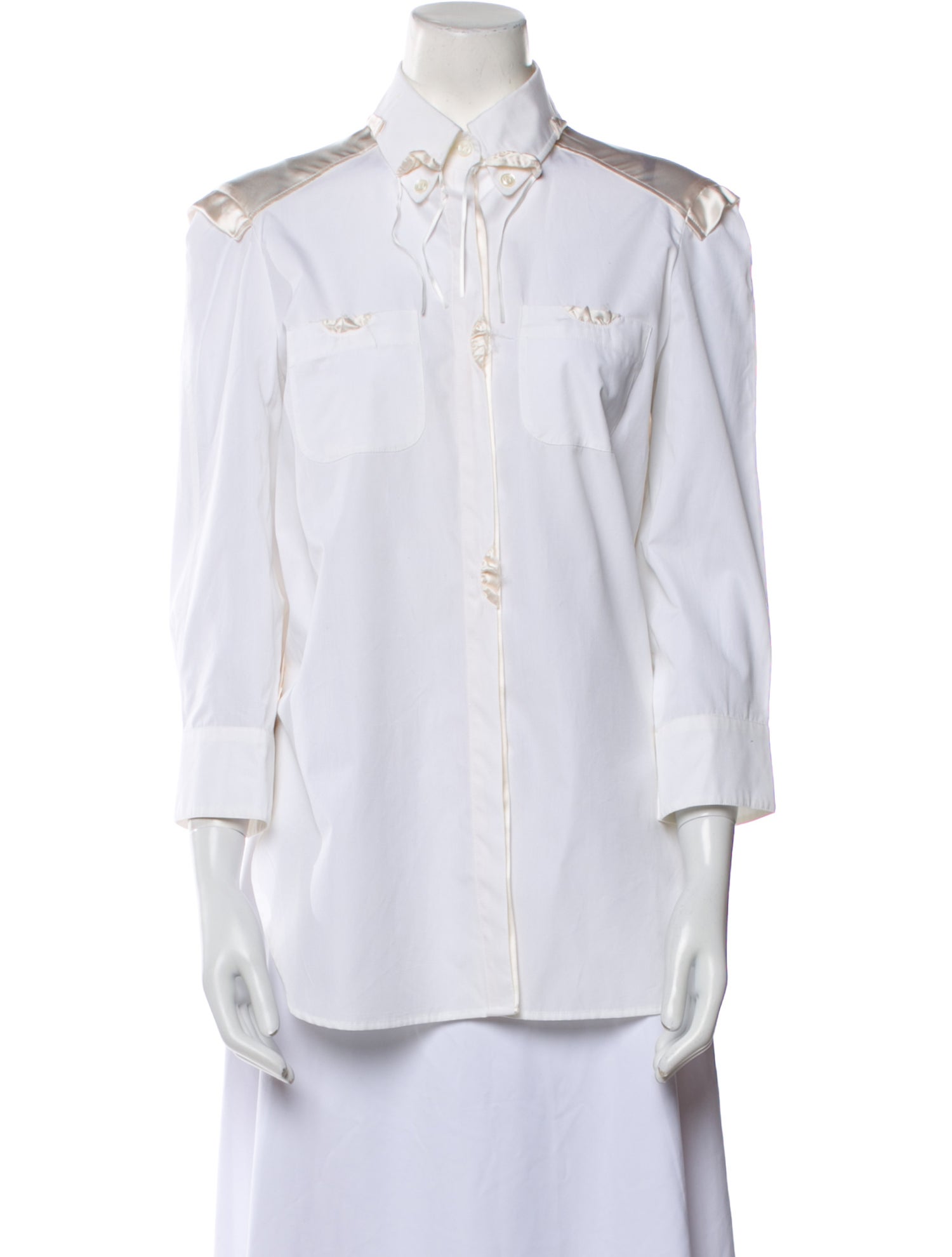 Yves Saint Laurent Three-Quarter Sleeve Button-Up Top