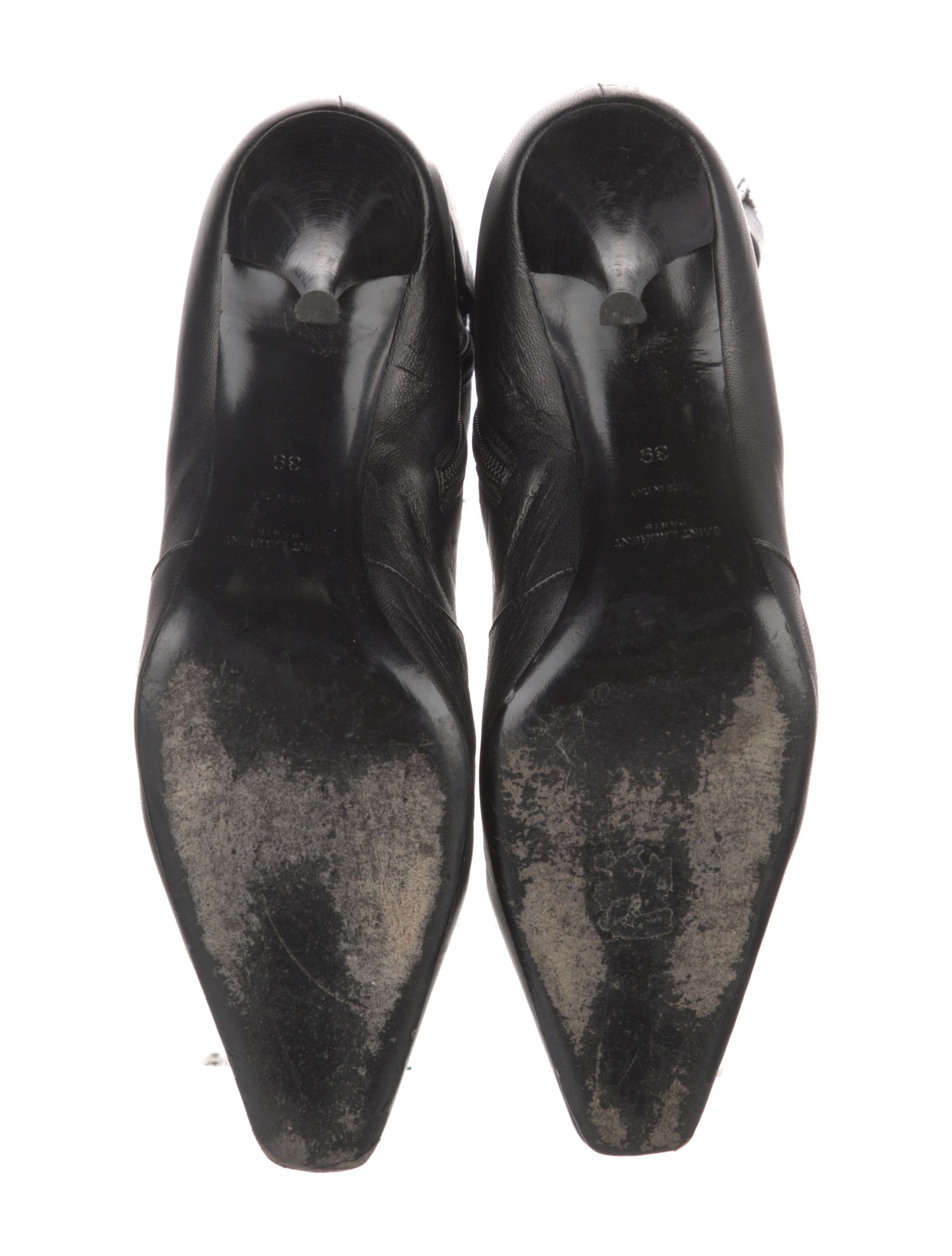 Saint Laurent Leather Crystal Embellishments Boots