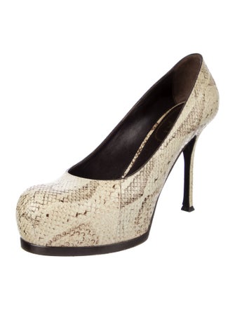 Yves Saint Laurent Embossed Leather Animal Print Pumps