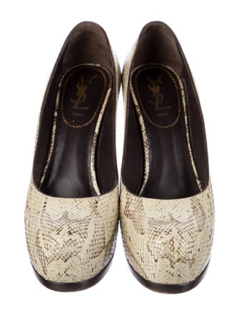 Yves Saint Laurent Embossed Leather Animal Print Pumps